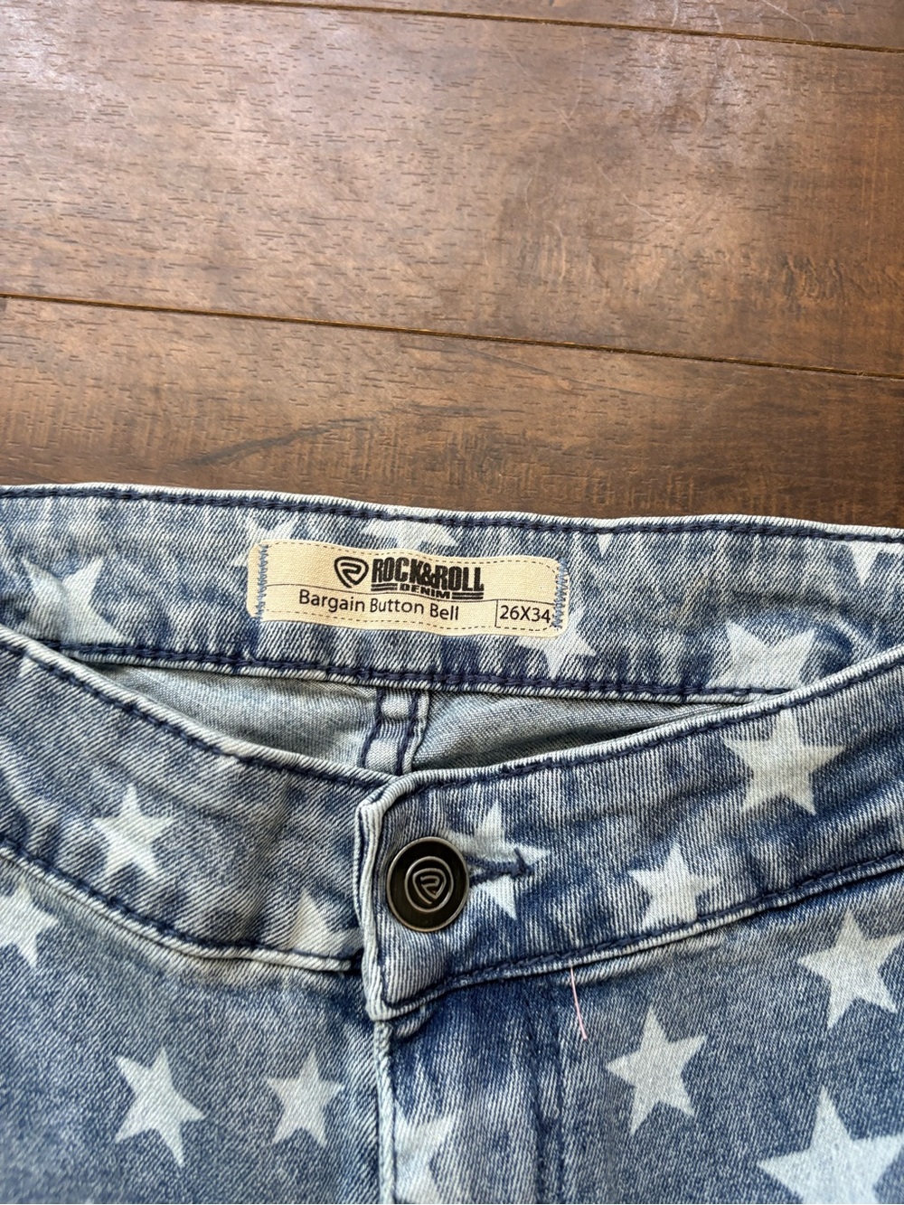 Rock n Roll Americana Star print denim bell bottom jeans - Picture 8 of 13